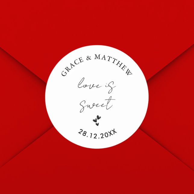 Sticker Rond Simple moderne et minimaliste Amour Mariage est do (Créateur téléchargé)