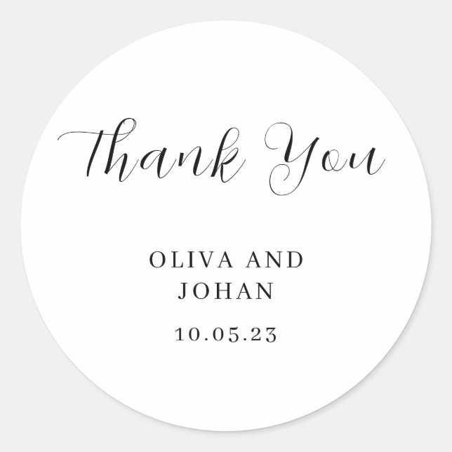 Sticker Rond Simple, moderne et minimaliste | Mariage blanc (Devant)