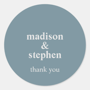 Sticker Rond Simple Moderne Mariage Bleu Poussiéreux Typographi