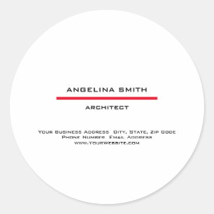 Sticker Rond Simple moderne minimaliste blanc rouge professionn