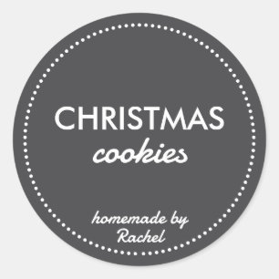 Sticker Rond Simple moderne Noir fait maison Cookies de Noël