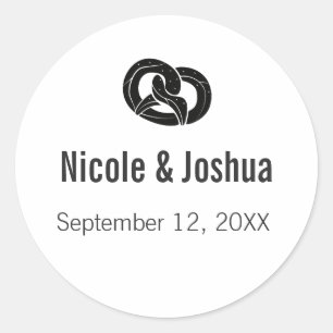 Sticker Rond Simple Moderne Personnalisé Pretzel Mariage Favori