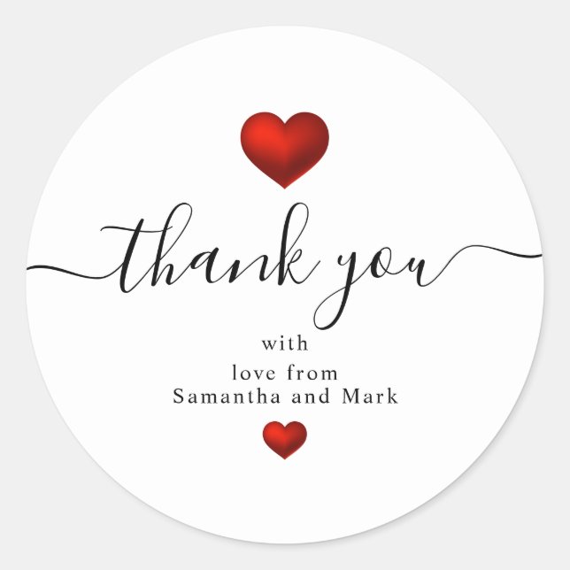 Sticker Rond Simple moderne Red Heart Mariage blanc (Devant)