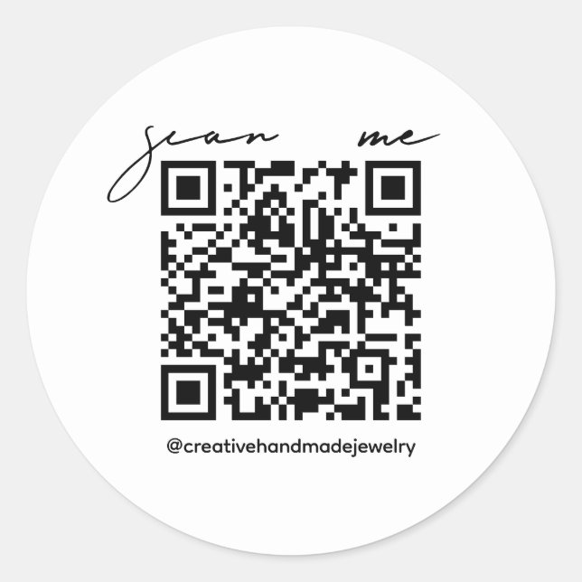 Sticker Rond Simple moderne script manuscrit code QR Business (Devant)