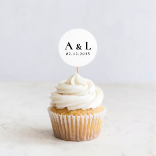 Sticker Rond Simple Monogramme de Mariage Typographie Serif For