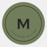 Simple Monogramme Noir Classique Olive