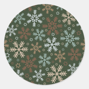 Sticker Rond Simple Motif des flocons de neige de Noël   Stick