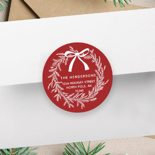 Sticker Rond Simple Noël Pine Wirath Retour Adresse Rouge