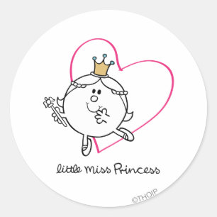 Sticker Rond Simple petite Miss Princesse   Coeur rose