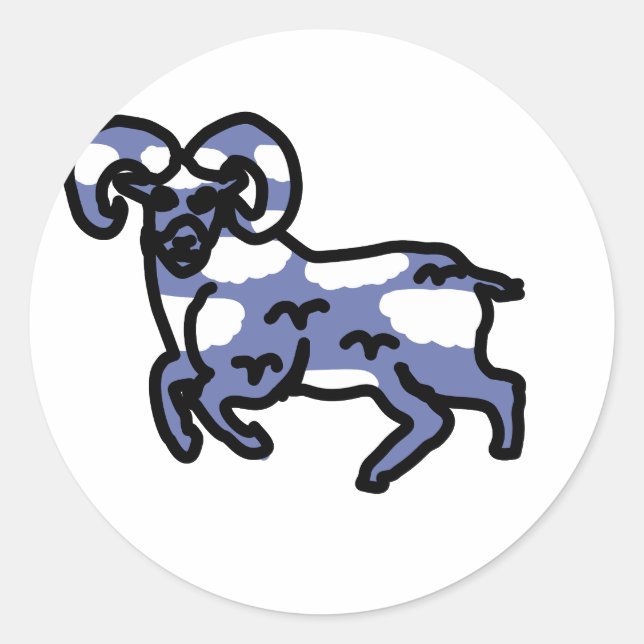 Sticker Rond Simple Ram Sky Design  (Devant)