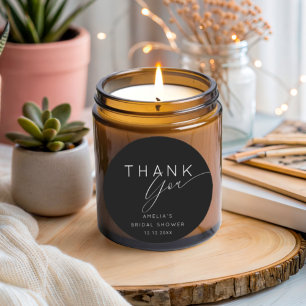 Sticker Rond Simple remerciement de bapteme civil en noir et bl