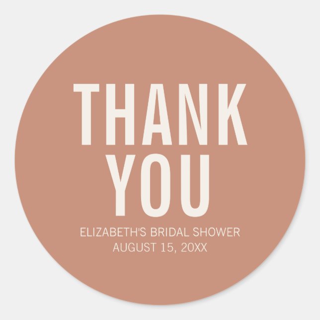 Sticker Rond Simple Remerciement De Mariage Terracotta Poussiér (Devant)
