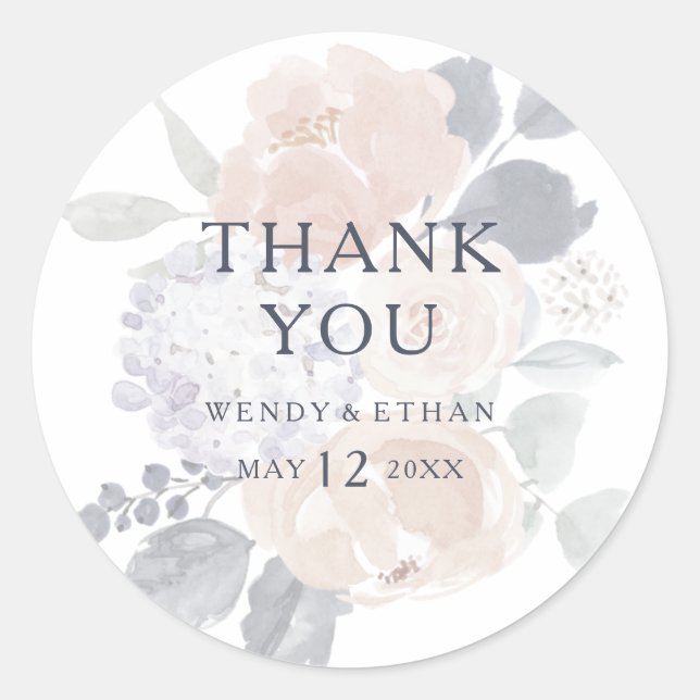Sticker Rond Simple Rustique Merci Floral Mariage Faveur (Devant)