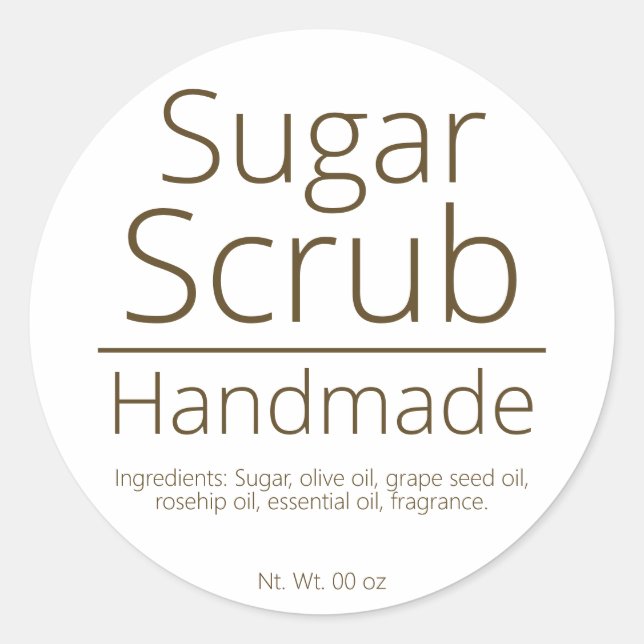 Sticker Rond Simple Sophistiqué Sugar Scrub Business Hobby (Devant)