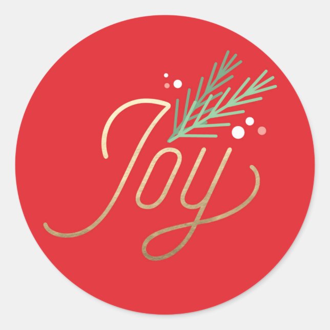 Sticker Rond Simple Sprig Faux Foil Noël (Devant)