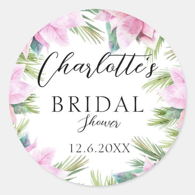 Sticker Rond Simple, tropical, floral, Shower de mariage  (Devant)