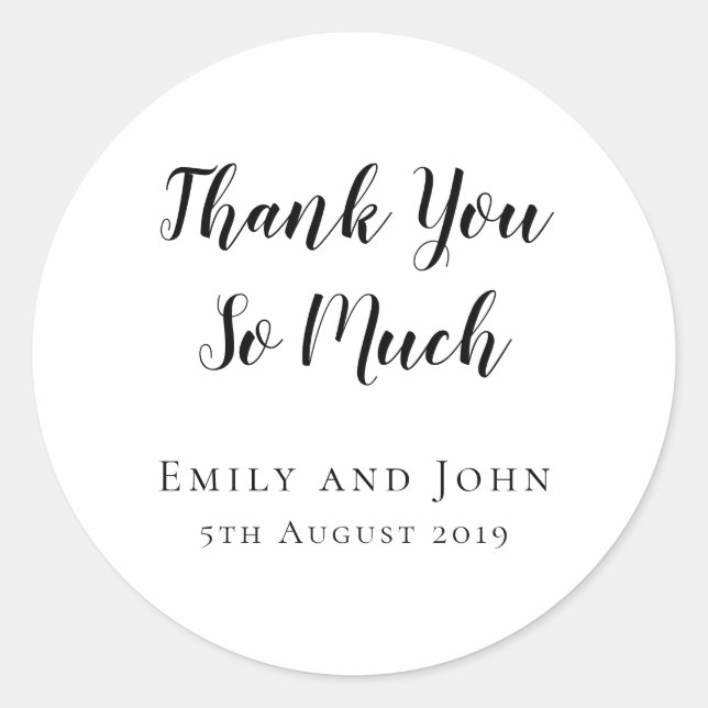 Sticker Rond Simple Typographie Noire Mariage Faveur (Devant)