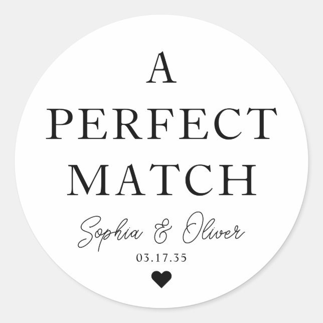 Sticker Rond Simple Un Mariage Coeur PARFAITEMENT CORRESPONDANT (Devant)