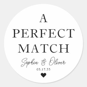 Sticker Rond Simple Un Mariage Coeur PARFAITEMENT CORRESPONDANT