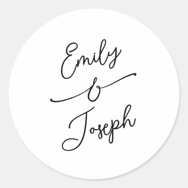 Sticker Rond Simple Whimsical Handwritten Wedding  (Devant)