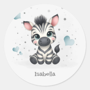 Sticker Rond Simple zèbre de dessin animé mignon
