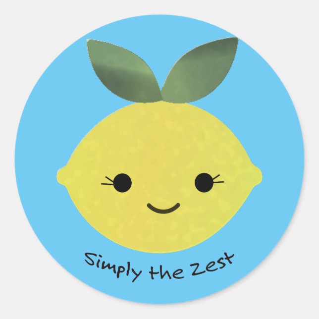 Sticker Rond Simplement le Zest Cute Kawaii Lemon (Devant)