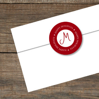 Sticker Rond Simplistic Snowflakes Joyeuses Vacances Monogramme