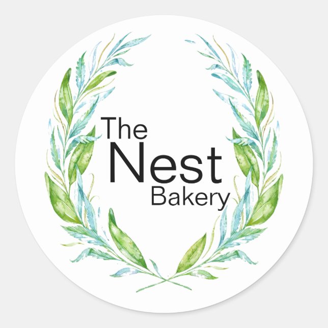 Sticker Rond Simply Elegant Logo Laurel Branches for Business (Devant)