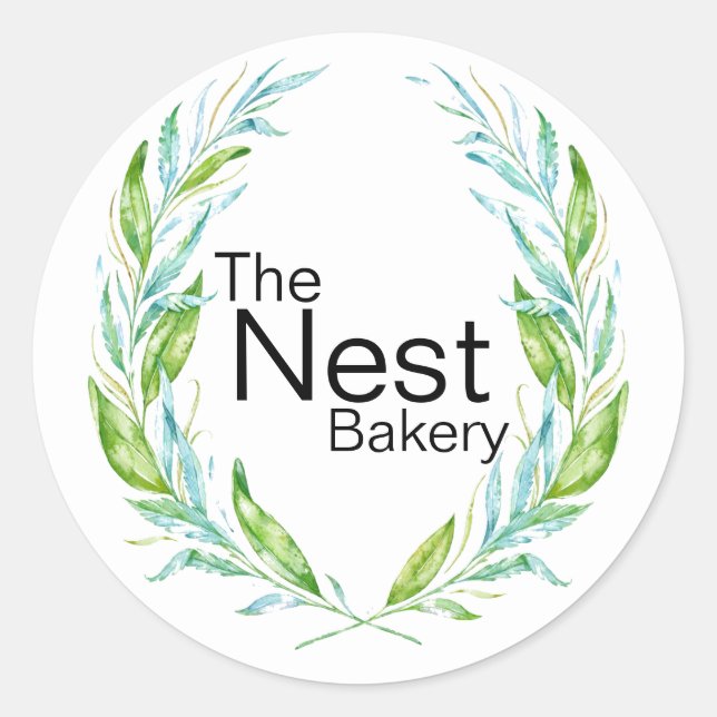 Sticker Rond Simply Elegant Logo Laurel Branches for Business (Devant)