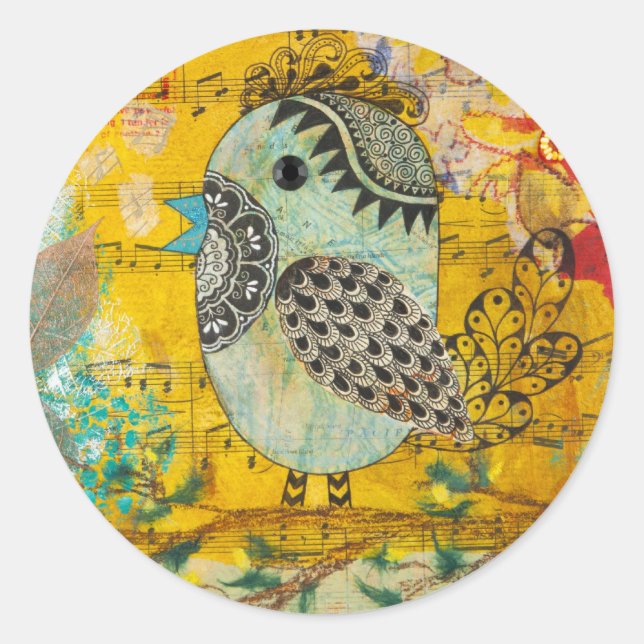 Sticker Rond SING Collage multimédia mixte (Devant)