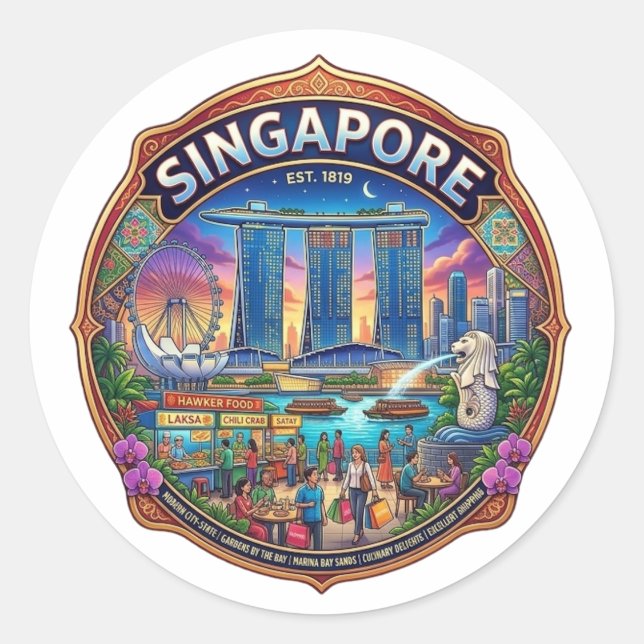 STICKER ROND SINGAPOUR (Devant)