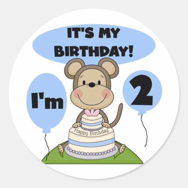 Sticker Rond Singe Anniversaire Garçon 2e T-shirts et cadeaux (Devant)