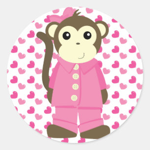 Sticker Rond Singe au pyjama