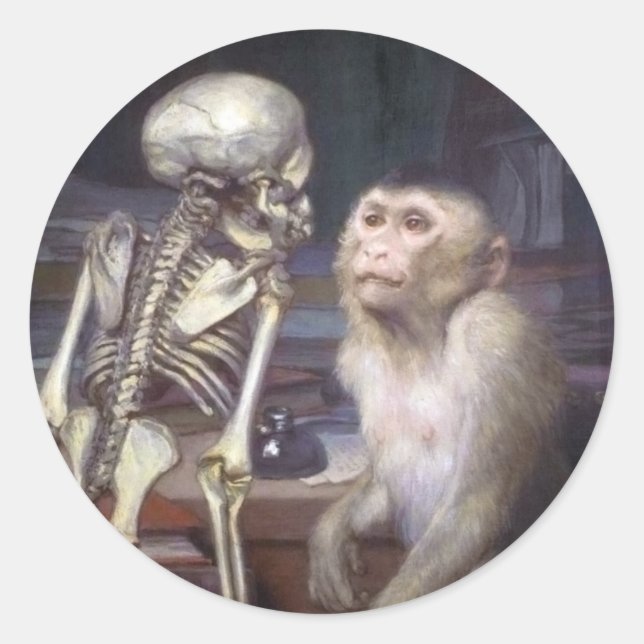 Sticker Rond Singe Avant Squelette (Devant)