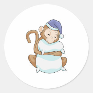Sticker Rond Singe avec Coussin et tête de lit