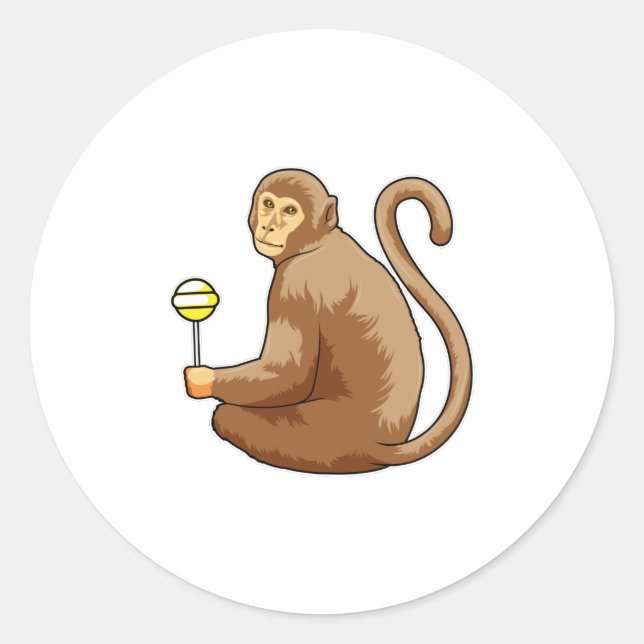 Sticker Rond Singe avec Lollipop (Devant)