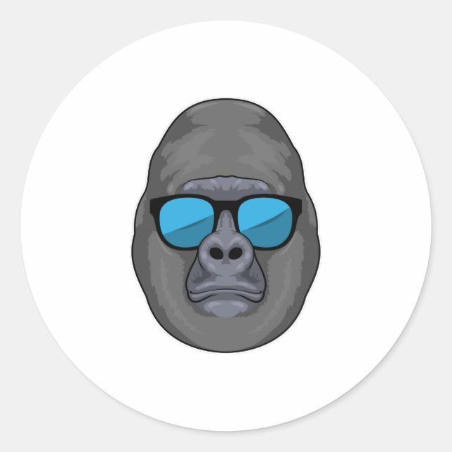 Sticker Rond Singe avec lunettes de soleil (Devant)