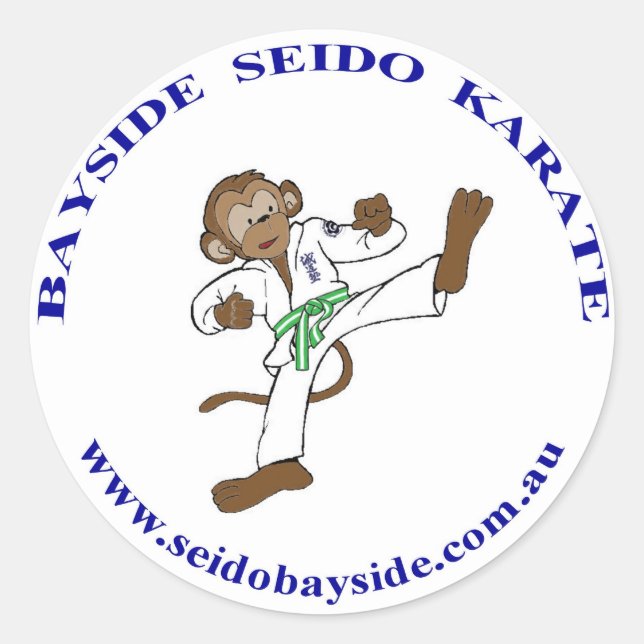 Sticker Rond Singe Bayside dans l'autocollant Seido Gi (Devant)