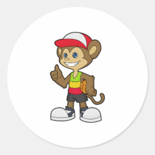 Sticker Rond Singe comme joueur de basket-ball avec basket-ball