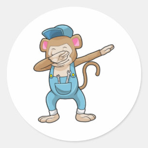 Sticker Rond Singe comme mécanicien à l'Hip hop Dance Dab