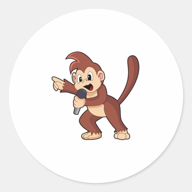Sticker Rond Singe comme Singe avec Microphone.PNG (Devant)