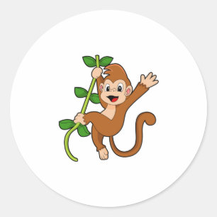 Sticker Rond Singe dans la jungle