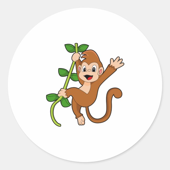Sticker Rond Singe dans la jungle (Devant)