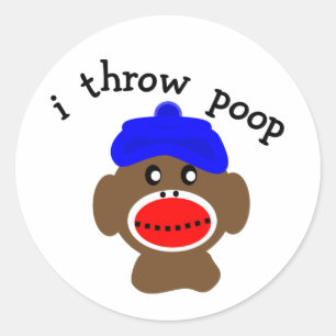 Sticker Rond Singe de chaussette "JE JETTE la DUNETTE "