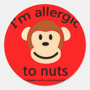 Sticker Rond Singe de l'alerte d'allergie aux noix