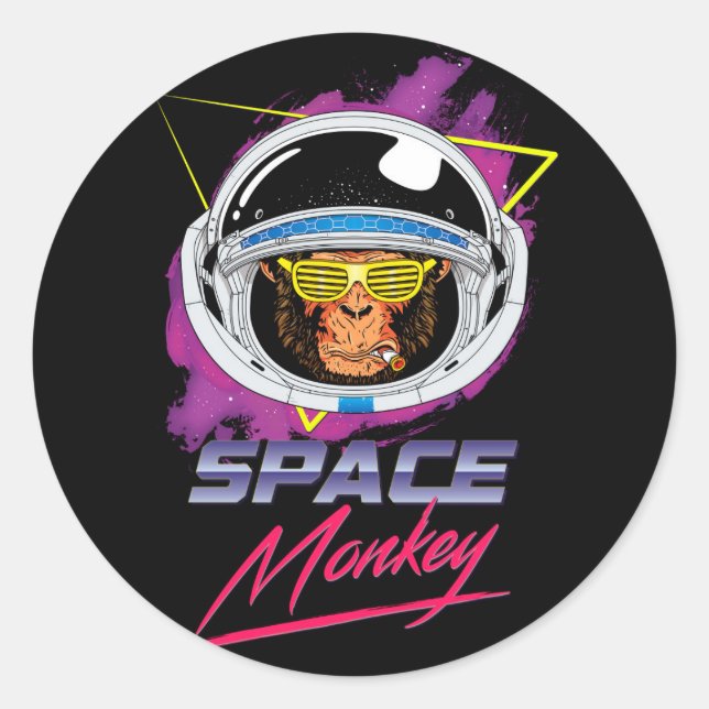 Sticker Rond Singe de l'espace 80 (Devant)