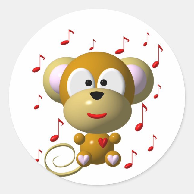 Sticker Rond Singe de musique (Devant)