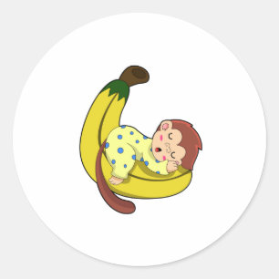 Sticker Rond Singe dormant dans le pyjama