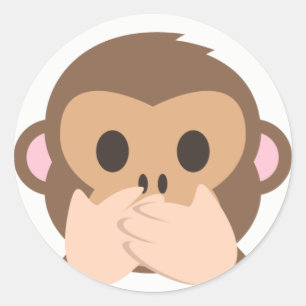 Sticker Rond Singe Emoji de Parler-Aucun-Mal