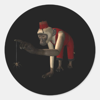 Sticker Rond Singe et araignée 3D Hurdy - Couleur